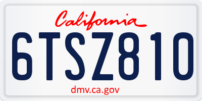 CA license plate 6TSZ810