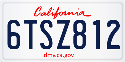 CA license plate 6TSZ812