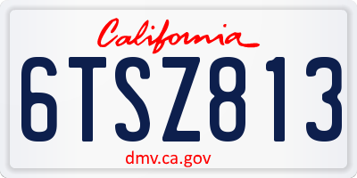 CA license plate 6TSZ813