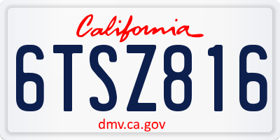 CA license plate 6TSZ816