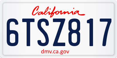 CA license plate 6TSZ817