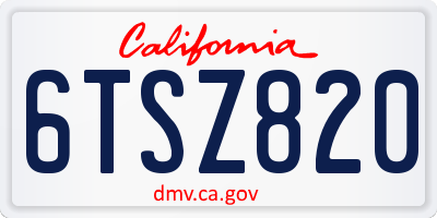 CA license plate 6TSZ820