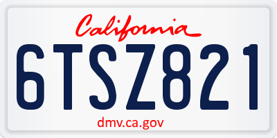 CA license plate 6TSZ821