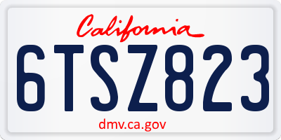 CA license plate 6TSZ823