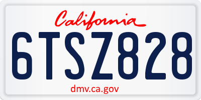 CA license plate 6TSZ828