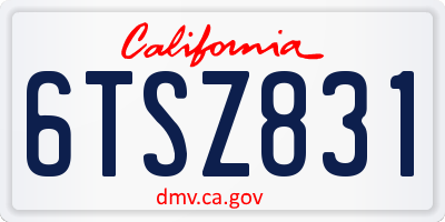 CA license plate 6TSZ831