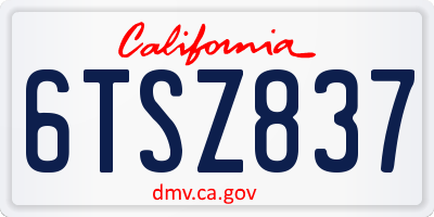 CA license plate 6TSZ837