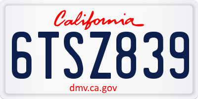 CA license plate 6TSZ839