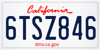CA license plate 6TSZ846