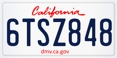 CA license plate 6TSZ848