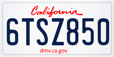 CA license plate 6TSZ850