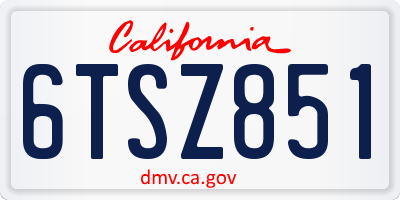 CA license plate 6TSZ851