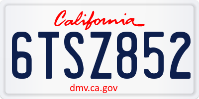 CA license plate 6TSZ852