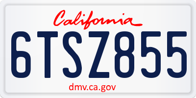 CA license plate 6TSZ855