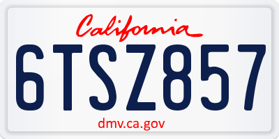 CA license plate 6TSZ857