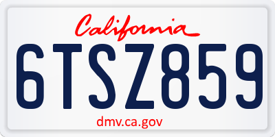 CA license plate 6TSZ859