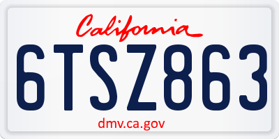 CA license plate 6TSZ863