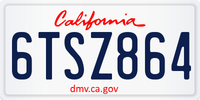CA license plate 6TSZ864