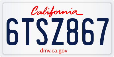 CA license plate 6TSZ867