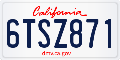 CA license plate 6TSZ871