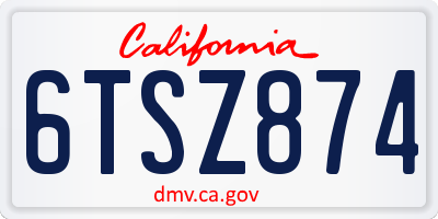 CA license plate 6TSZ874