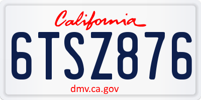 CA license plate 6TSZ876