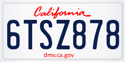 CA license plate 6TSZ878