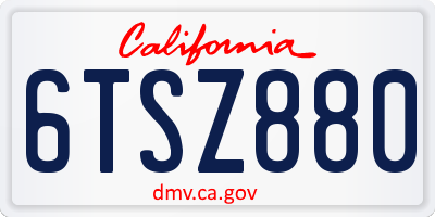 CA license plate 6TSZ880