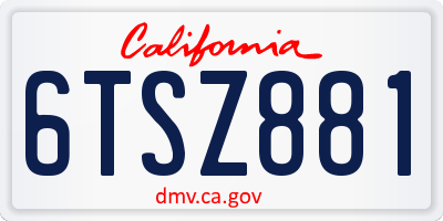 CA license plate 6TSZ881