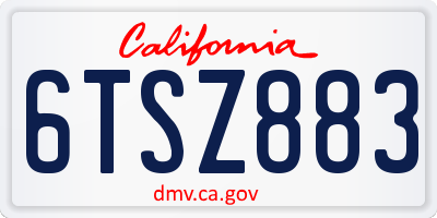 CA license plate 6TSZ883