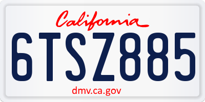 CA license plate 6TSZ885