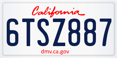 CA license plate 6TSZ887