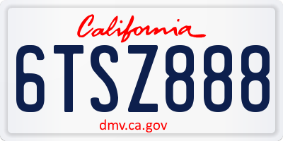 CA license plate 6TSZ888