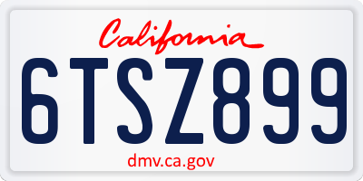 CA license plate 6TSZ899