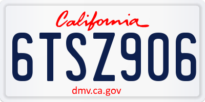 CA license plate 6TSZ906