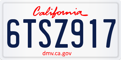 CA license plate 6TSZ917