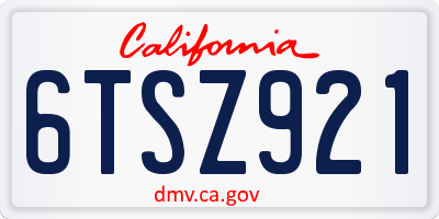 CA license plate 6TSZ921