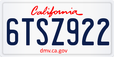CA license plate 6TSZ922