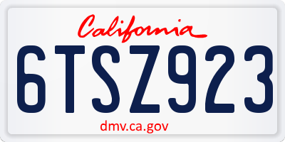 CA license plate 6TSZ923