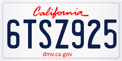CA license plate 6TSZ925