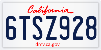 CA license plate 6TSZ928
