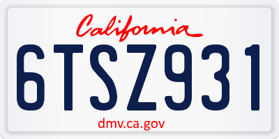 CA license plate 6TSZ931