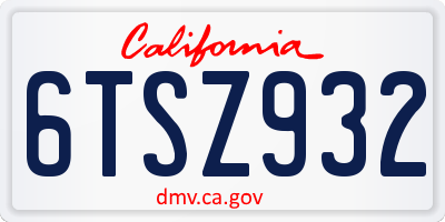 CA license plate 6TSZ932