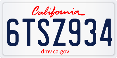 CA license plate 6TSZ934