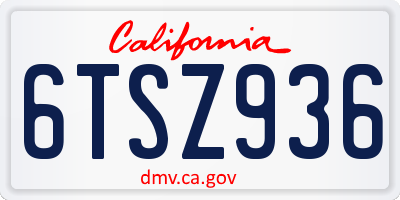 CA license plate 6TSZ936