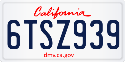 CA license plate 6TSZ939