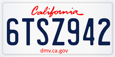 CA license plate 6TSZ942