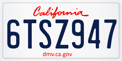 CA license plate 6TSZ947