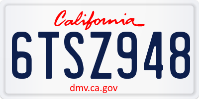 CA license plate 6TSZ948