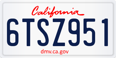 CA license plate 6TSZ951